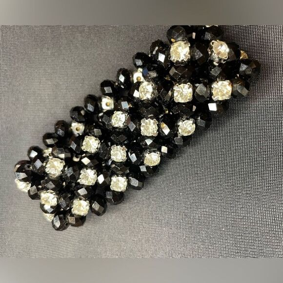 Black beaded thick 1 in. Faux bracelet, stretch, Women’s Jewelry - Picture 5 of 5